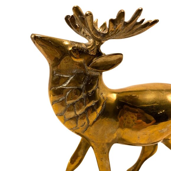 Vintage Brass Deer Stag Figurine Sculpture 8" Mid-Century Home Decor Accent Piec - Picture 3 of 7